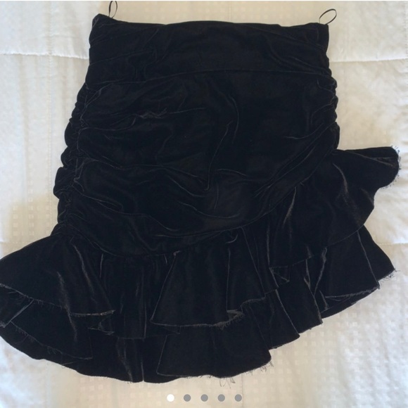 Zara Velvet Mini Skirt with Ruching & Ruffles -NWT - Picture 10 of 10